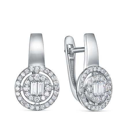Серьги с английским замком из платины с бриллиантами