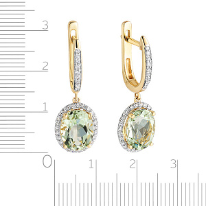 Серьги с английским замком из желтого золота с бриллиантами