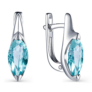 Серьги с английским замком из серебра с топазом