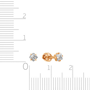 Серьги детские из красного золота с фианитом