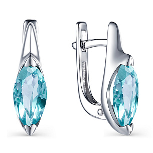 Серьги с английским замком из серебра с топазом