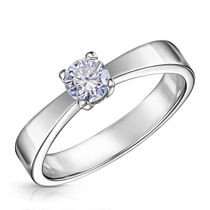 Кольцо из белого золота с бриллиантом