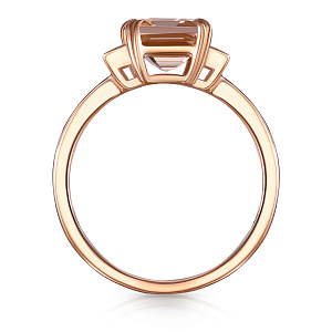 Кольцо из красного золота с бриллиантами, морганитом