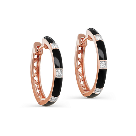 Серьги с английским замком из красного золота с бриллиантами