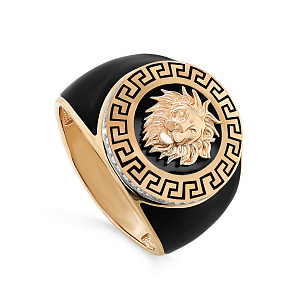 Печатка из красного золота с бриллиантами