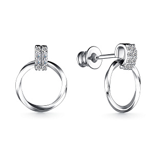 Пусеты из серебра с фианитами