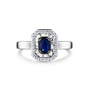 Кольцо из белого золота с бриллиантами, сапфиром