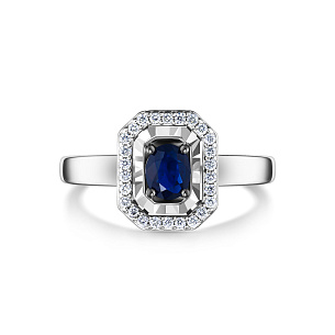 Кольцо из белого золота с сапфиром