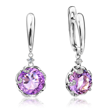 Серьги с английским замком из белого золота с бриллиантами