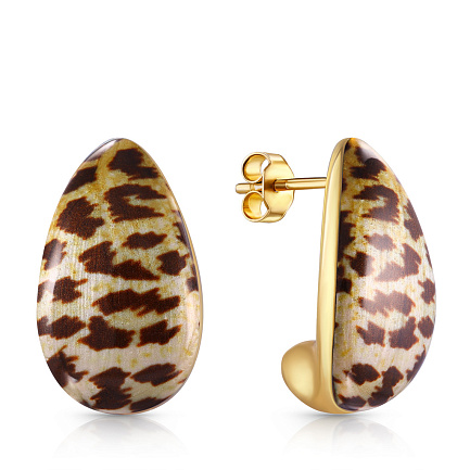 Серьги из серебра с позолотой, эмалью