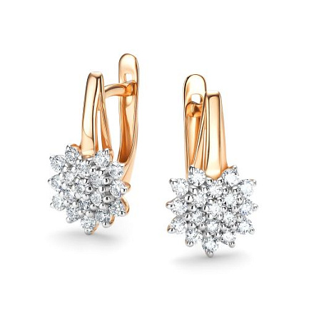 Серьги с английским замком из красного золота с бриллиантами