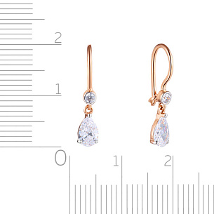 Серьги детские из красного золота с фианитом