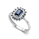 Кольцо из белого золота с бриллиантами, сапфиром