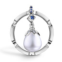 Кольцо из белого золота с бриллиантами, жемчугом