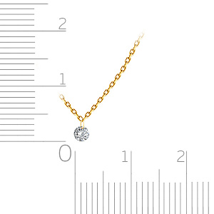 Колье из желтого золота с бриллиантом, плетение якорное