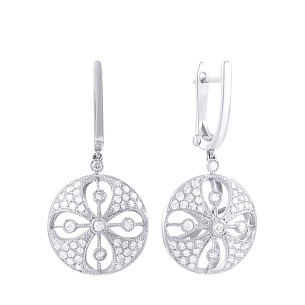 Серьги с английским замком из белого золота с бриллиантами