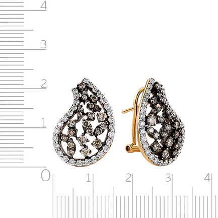 Серьги с французским замком из желтого золота с бриллиантами