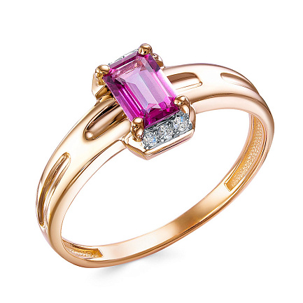 Кольцо из комбинированного золота с бриллиантами, топазом