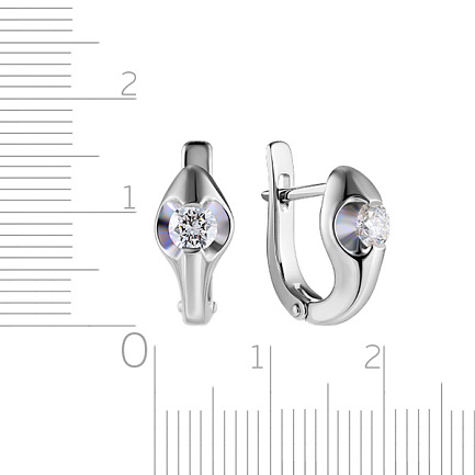 Серьги с английским замком из белого золота с бриллиантами