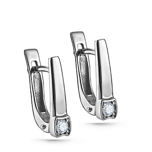 Серьги с английским замком из белого золота с бриллиантами