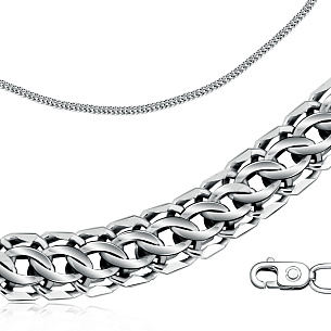 Цепь ручной работы из серебра, плетение каприз