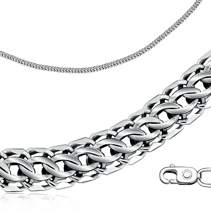 Цепь ручной работы из серебра, плетение каприз