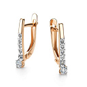 Серьги с английским замком из красного золота с бриллиантами