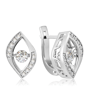 Серьги с английским замком из белого золота с бриллиантами