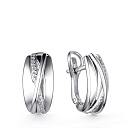 Серьги с английским замком из серебра с фианитами