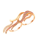 Кольцо из красного золота с бриллиантами, сапфирами