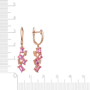 Серьги с английским замком из красного золота с бриллиантами