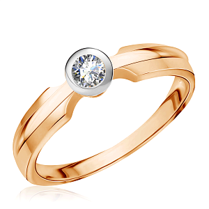 Кольцо из красного золота с бриллиантом