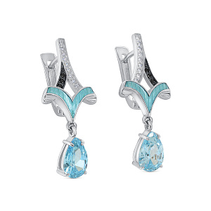 Серьги с английским замком из серебра с фианитами