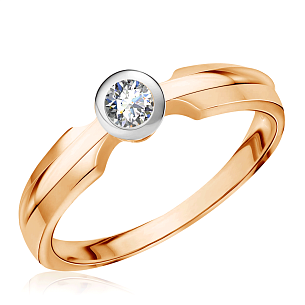 Кольцо из красного золота с бриллиантом