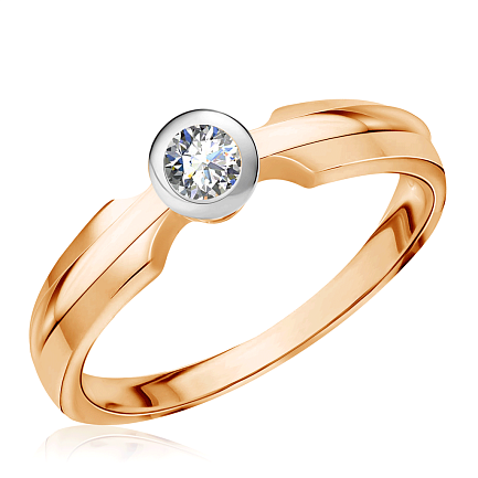 Кольцо из красного золота с бриллиантом