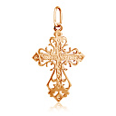 Крест из красного золота с фианитами Сваровски