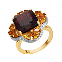 Кольцо из желтого золота с бриллиантами, гранатом