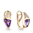 Серьги с английским замком из желтого золота с бриллиантами