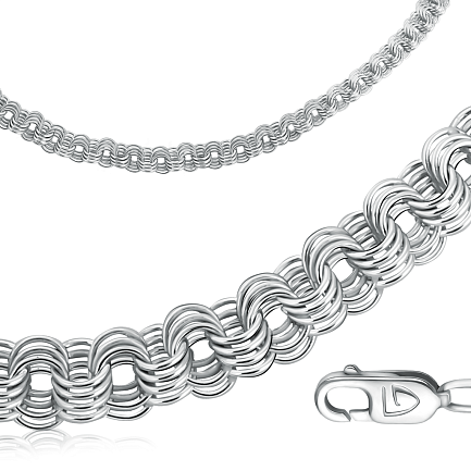 Браслет ручной работы из серебра, плетение ленточка