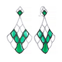 Серьги из серебра с агатом, фианитом