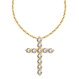 Колье из желтого золота с бриллиантами, плетение якорное