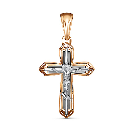 Крест из красного золота с фианитами