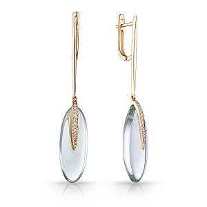 Серьги с английским замком из желтого золота с бриллиантами