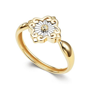 Кольцо из желтого золота с бриллиантом