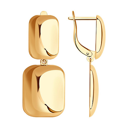 Серьги с английским замком из красного золота