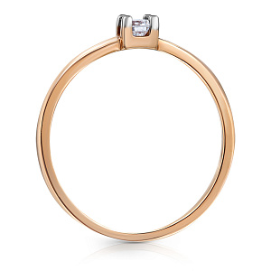 Кольцо из красного золота с бриллиантом