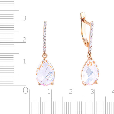 Серьги с английским замком из красного золота с фианитами