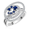 Кольцо из белого золота с бриллиантами, сапфиром