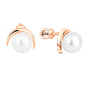 Серьги с английским замком из красного золота с жемчугом