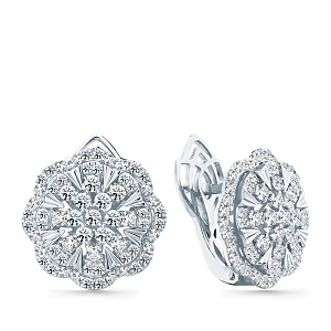 Серьги с английским замком из белого золота с бриллиантами